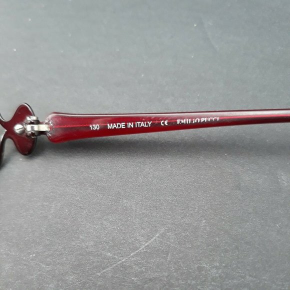 Designer Womens Eyeglass Frames Emilio Pucci Red Marbled Slimeline w/ Case - Picture 8 of 12